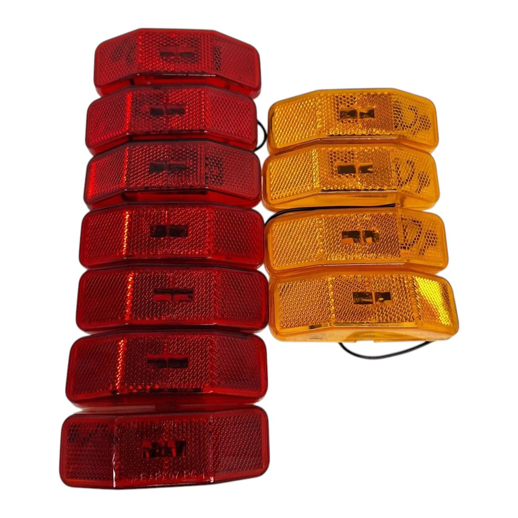 LED Marker Light Set — 7 Red and 4 Amber (Bargman 99 Style) (J-225-A-R-4-7)