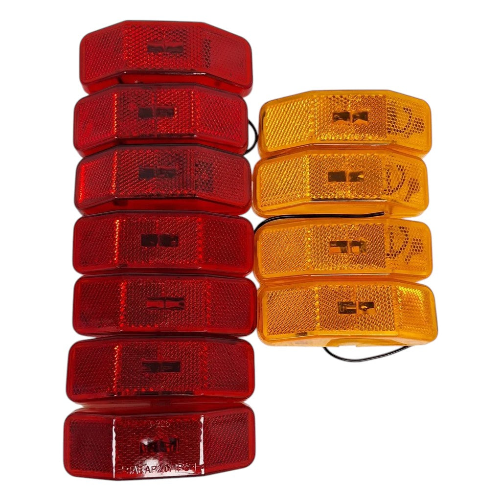 LED Marker Light Set — 7 Red and 4 Amber (Bargman 99 Style) (J-225-A-R-4-7)