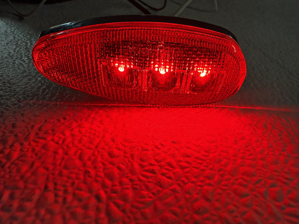 Red LED Teardrop Marker Light Chrome Cab Roof Marker Clearance Light (J-315-R)