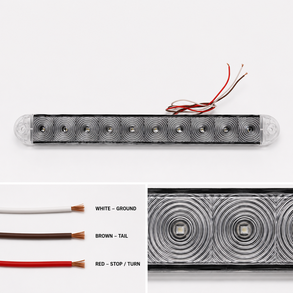 2 -LED 15" Slim Trailer Stop Turn Tail Brake Red Light-Clear Lens, Truck (J-535-RC-LOTOF2)