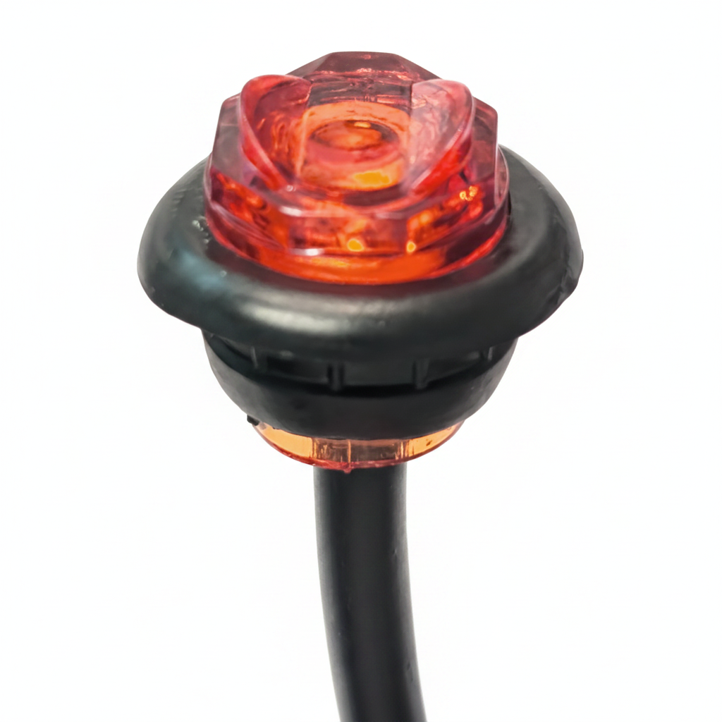 Jammy Round Single 3/4" Red LED Marker Light, 16" Lead (J-55-R)