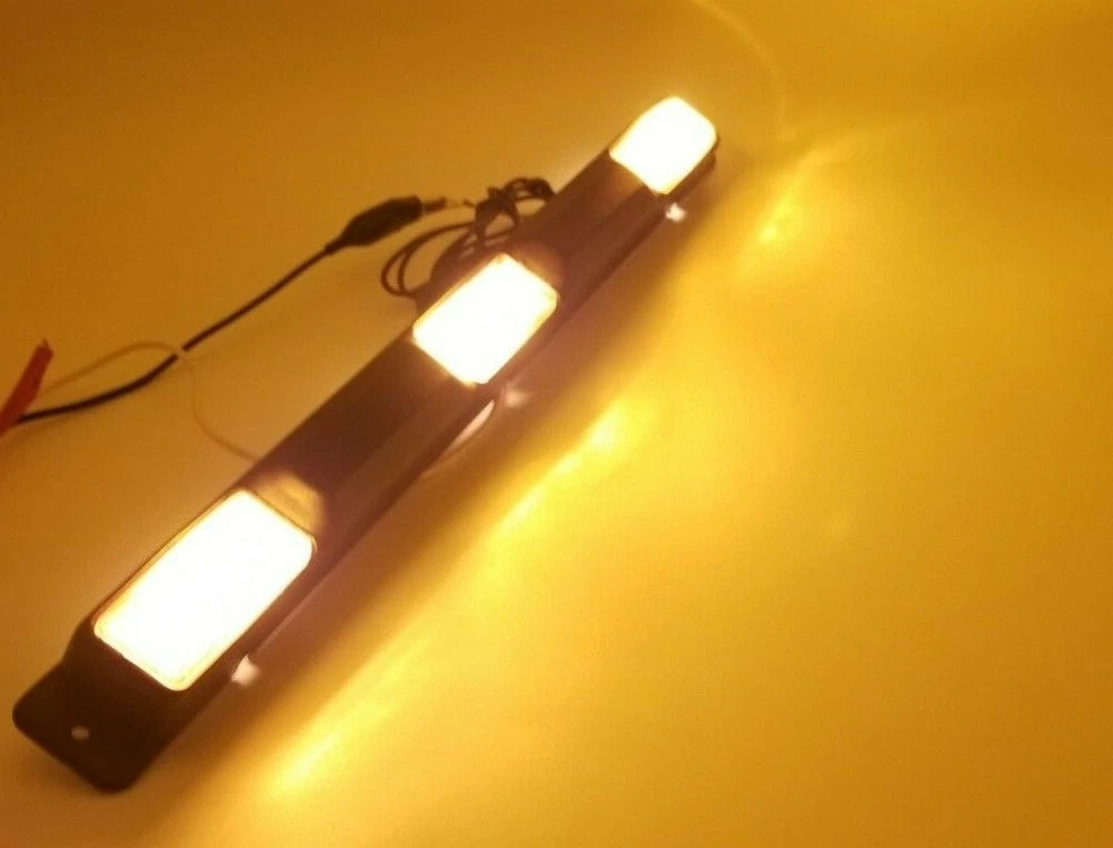 10 - Jammy Amber Incandescent 3-Light ID Bar with Black Plastic Base  (J-569-A-LOTOF10)