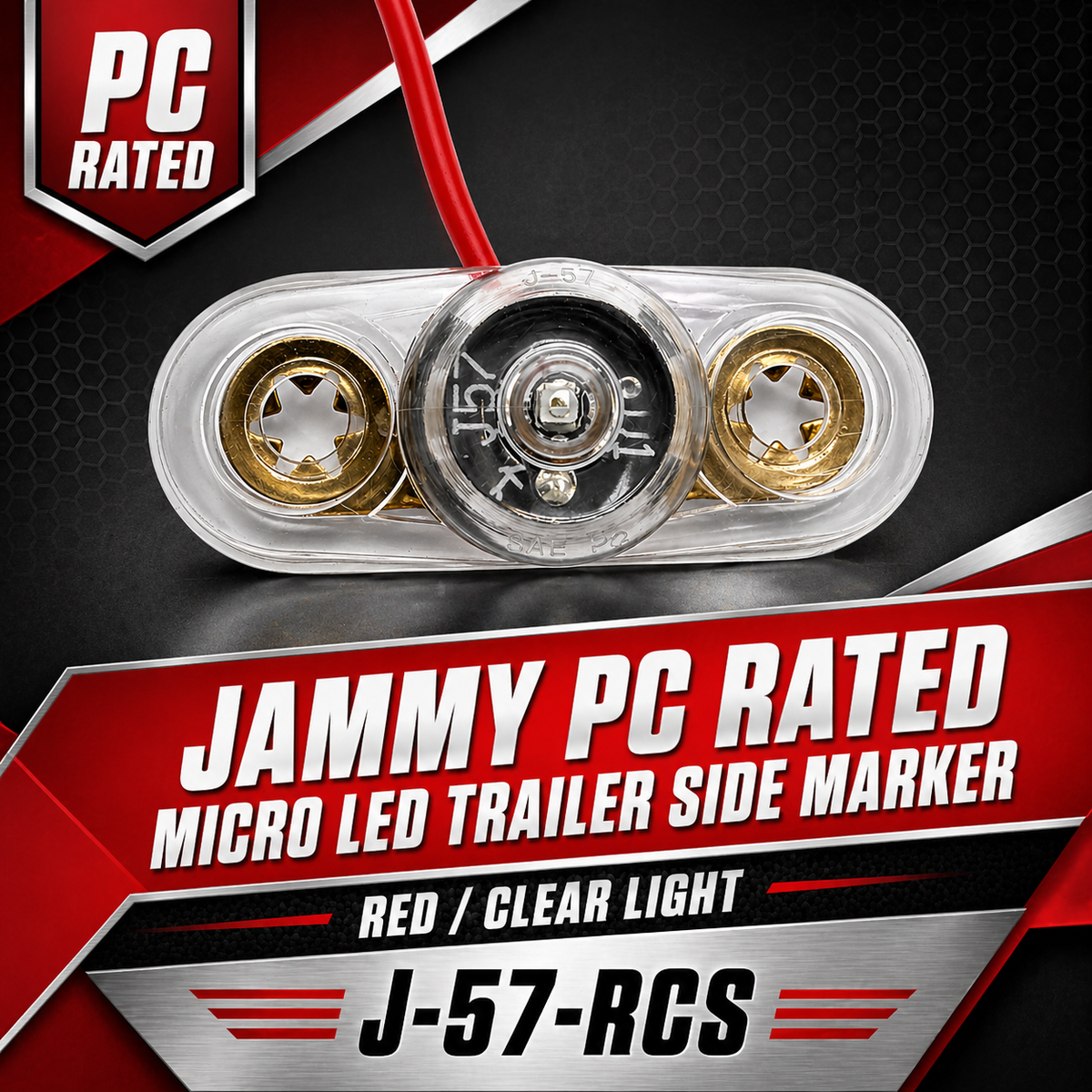 PC Rated Micro LED Trailer Side Marker RED Clear Light  (J-57-RCS)