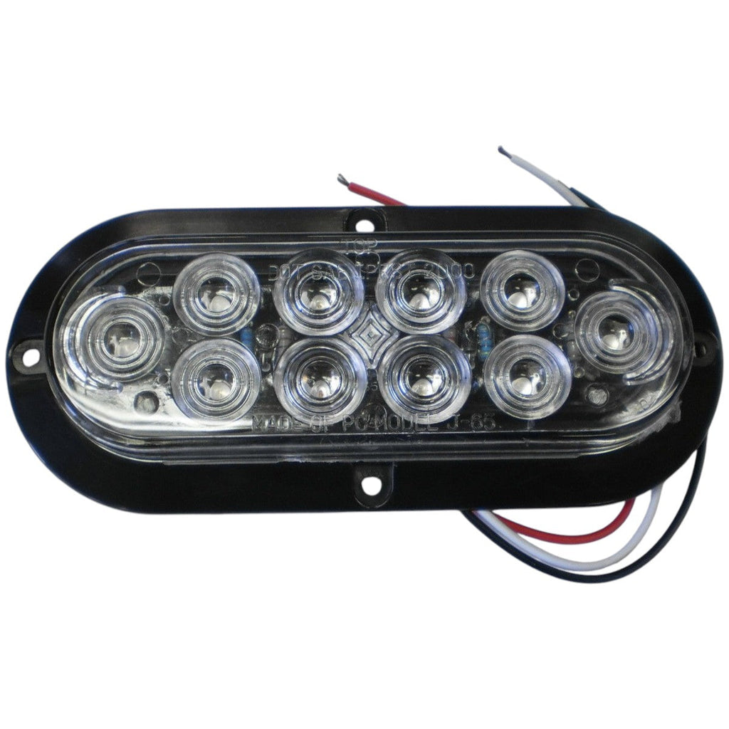 Jammy 6" Oval Flange Surface Mount 10 LED Clear Lens Red Light (J-65-FRC)