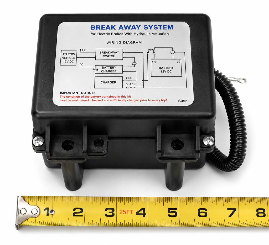 Trailer Breakaway Battery Brake Kit 12V Charger & Switch Electric Break Away (J-BRTK)