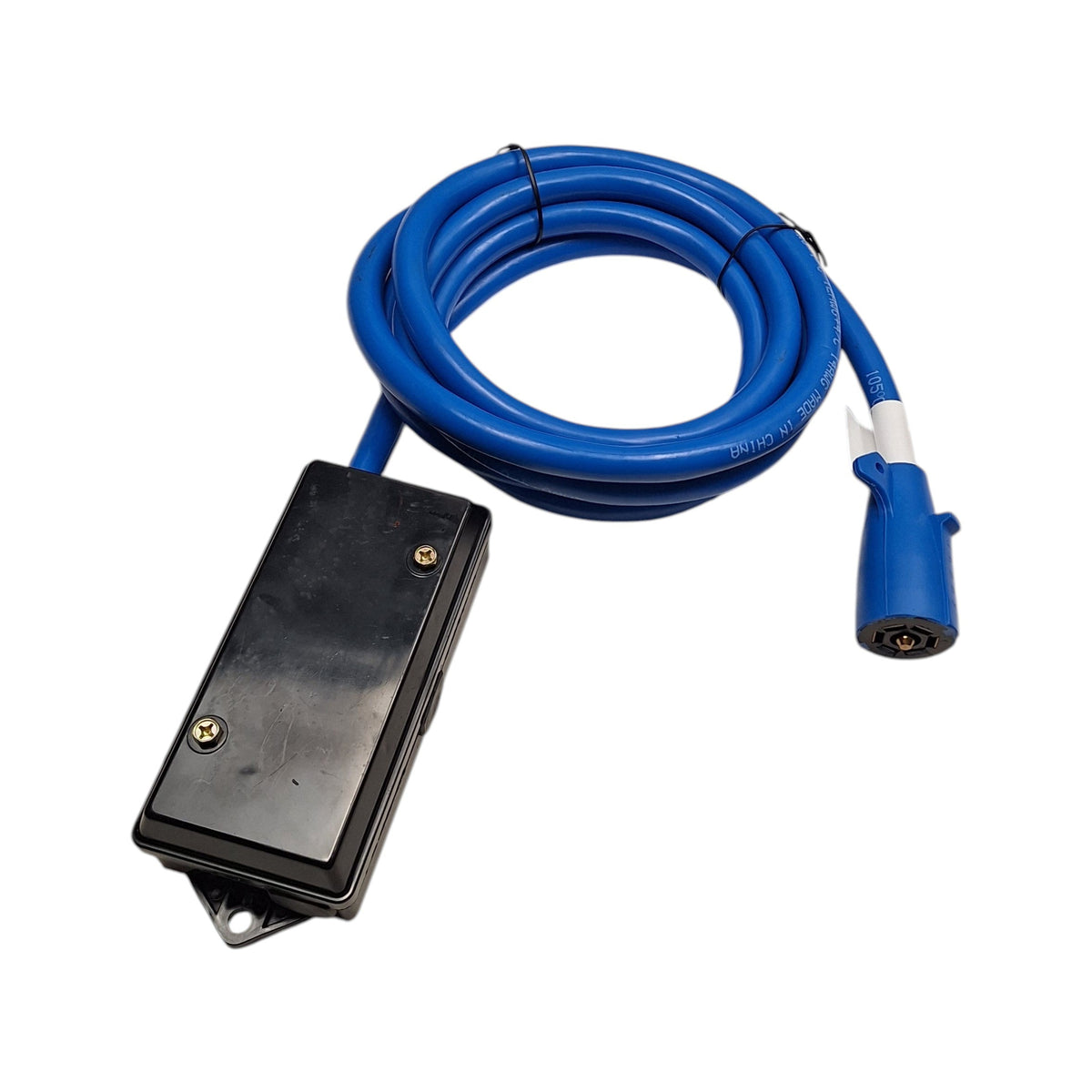11-Foot Arctic Blue Cold-Weather 7-Way Trailer Cord with Junction Box - Two Mounting Tabs (J-JB-11FT)