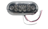 12 - 6"Oval Flange Mount 10 LED Clear Lens Red Truck Trailer Light w/Chrome Bezels (J-65-FRC + J-65-BZ-C-LOTOF12)