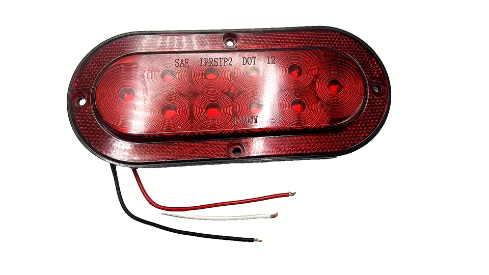 Flat 6? Oval Surface Mount LED Stop/Turn/Tail Light with Integrated Reflector (J-65-FRX)