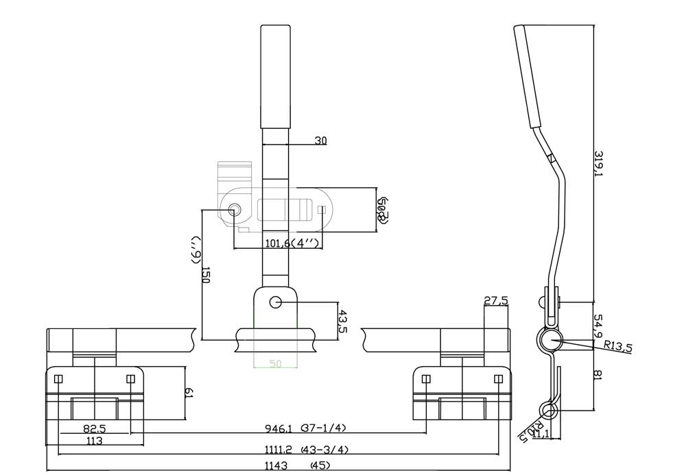 Cam Bar Trailer Latch Lock Handle Door Cambar Cargo Enclosed 45" (TBL45R)