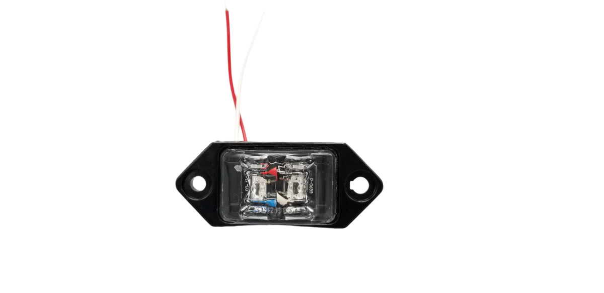 Kaper II 3-3/8" 2 Diode LED Clear Lens/Red Charger Jr. Marker Light with 2 Wires (L04-0038RI)
