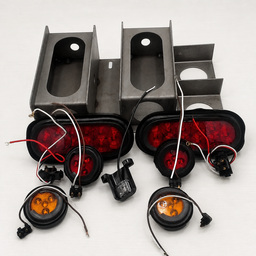 Steel Box LED 6 Oval Light Kit Trailer Truck Camper W/License Holder + Markers (LBK6-LIC-KIT-1)