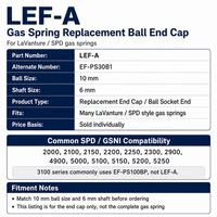 Gas Spring Replacement Strut LaVanture SPD Ball End Cap (LEF-A)