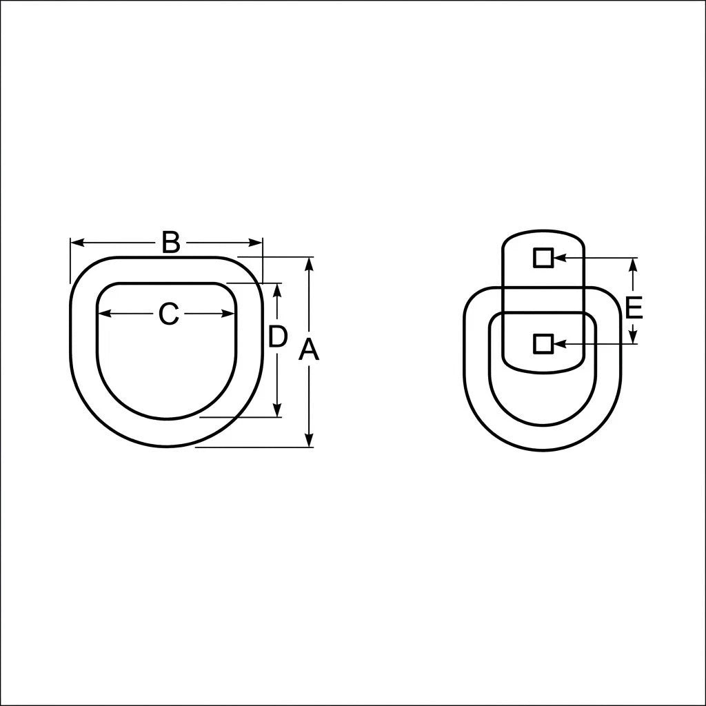 4-Pack Brophy LRB5 3/8" Bolt-On D-Ring Tie Down Anchors 6,000 lb Zinc (LRB5-LOTOF4)