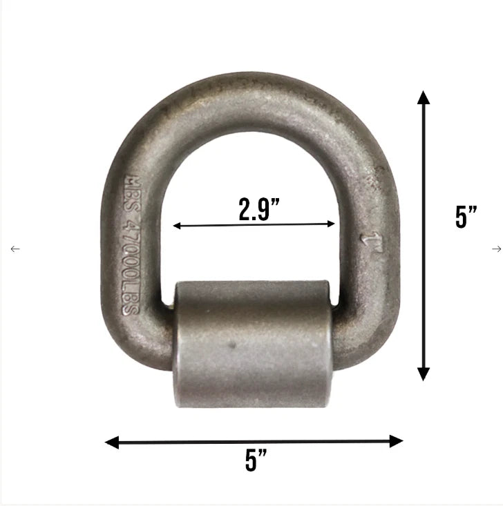 Brophy 1 " Weld-On D-Ring Lashing Anchor | 46,000 lb Rating | Forged 1045 Steel (LRW3)