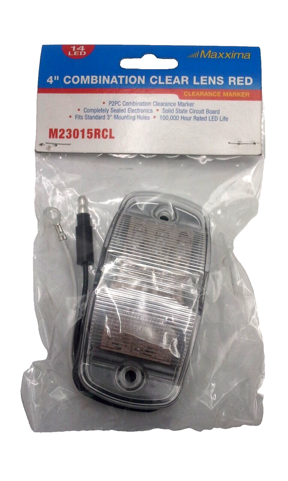 Maxxima 2" x 4" Red Clear Lens 14 LED Marker Clearance Combination Light RV Trailer (M23015RCL)