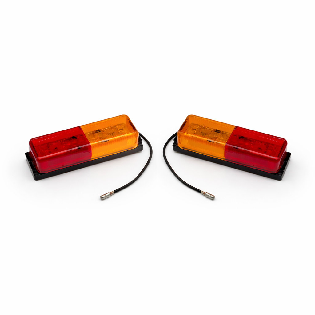 2-Pack LED Fender Mount Clearance Marker Lights with Pigtails &amp; Brackets - Red / Amber Trailer Lights (MCL-67ARB-LOTOF2)