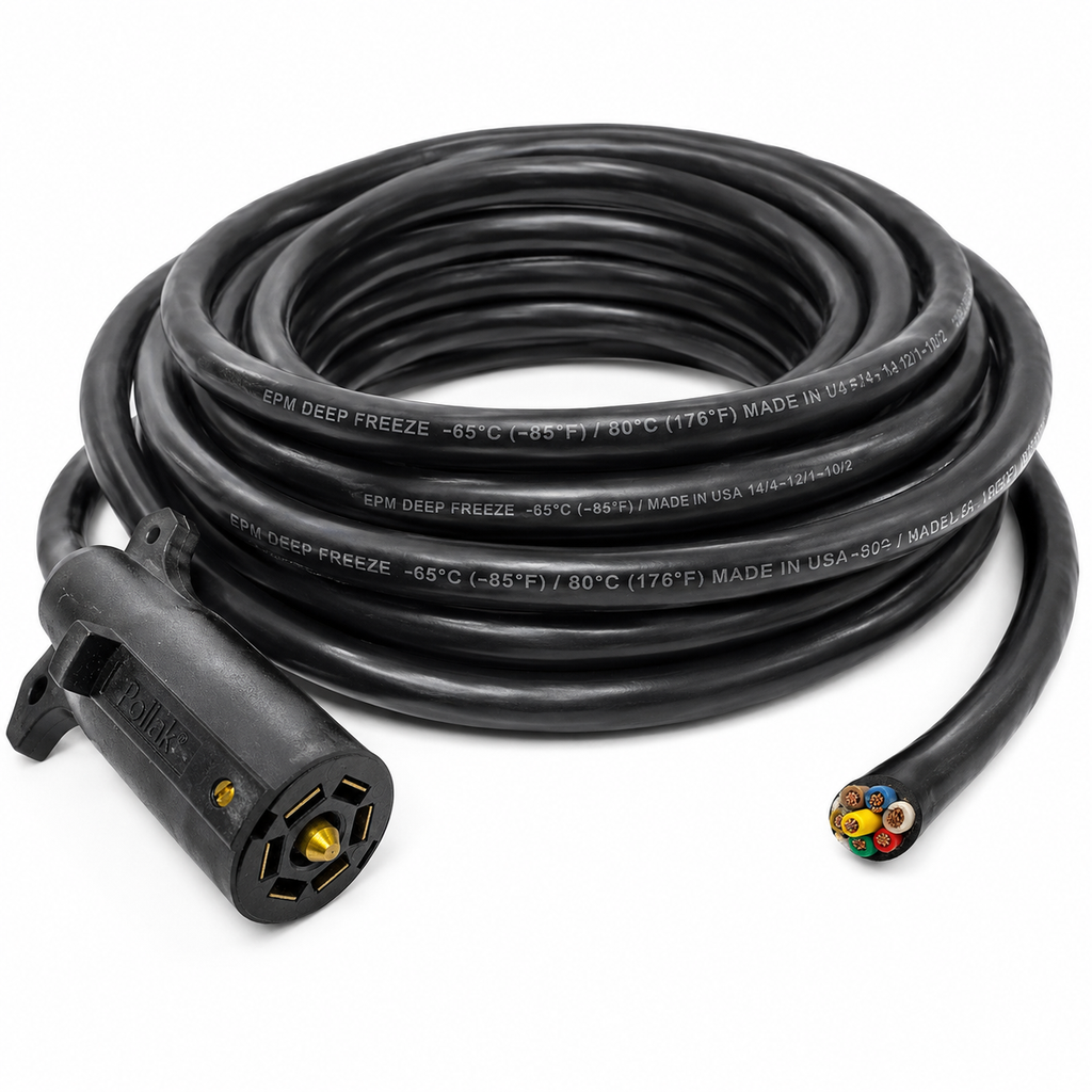 Pre-Assembled 7-Way RV Trailer Plug Wiring Harness – 25 ft (MP7WY-25-RP)