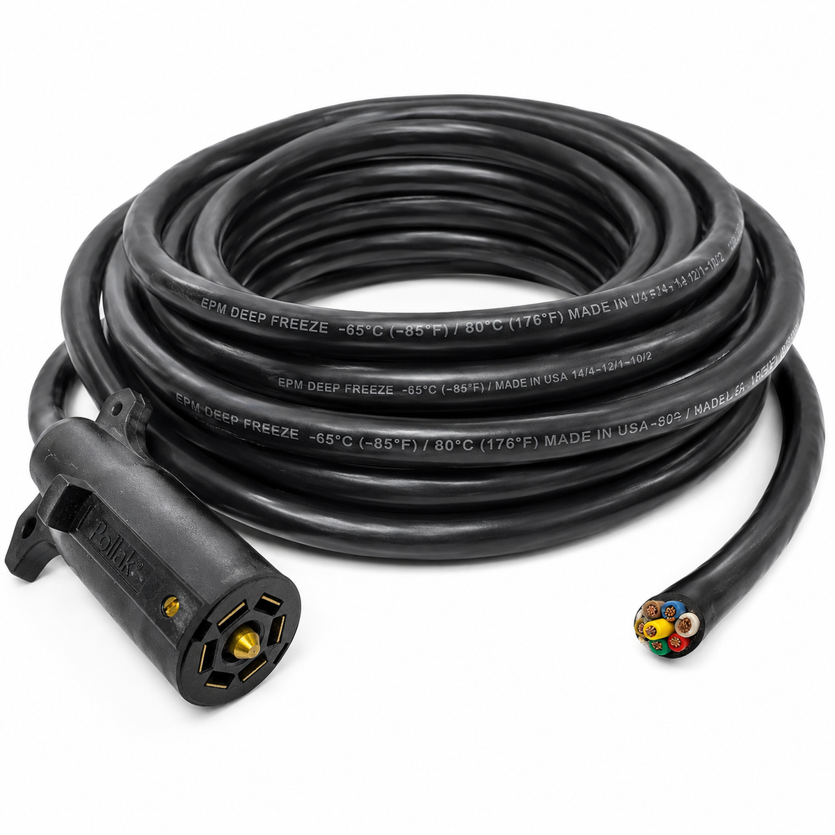 Pre-Assembled 7-Way RV Trailer Plug Wiring Harness – 25 ft (MP7WY-25-RP)