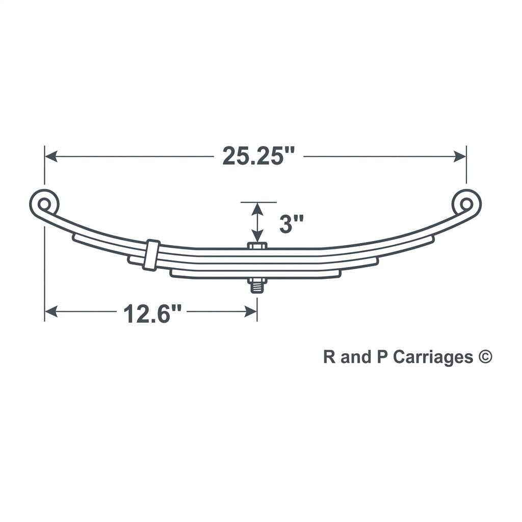 Four (4) 2500# Trailer Leaf Spring for 5000# Axle 25.25" Camper 4 Leaf (PR4-4)