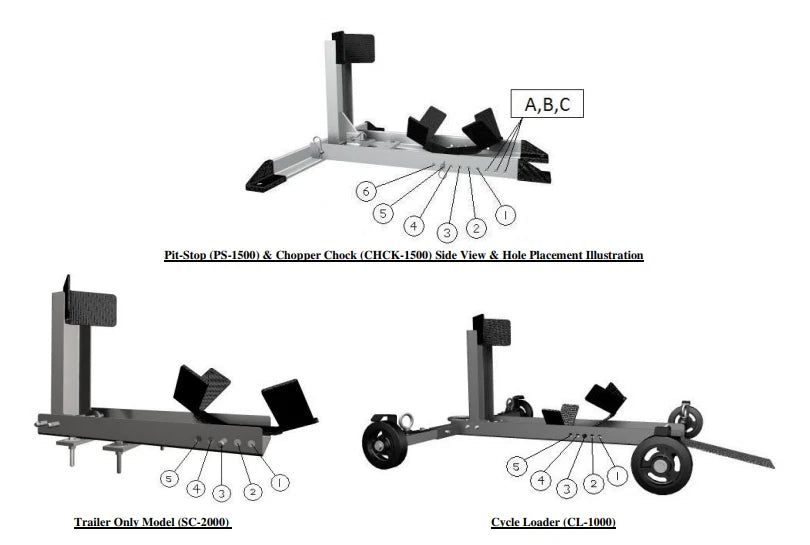 CONDOR® Pit Stop/Trailer Stop Aluminum Motorcycle Wheel Chock (PS-1500)