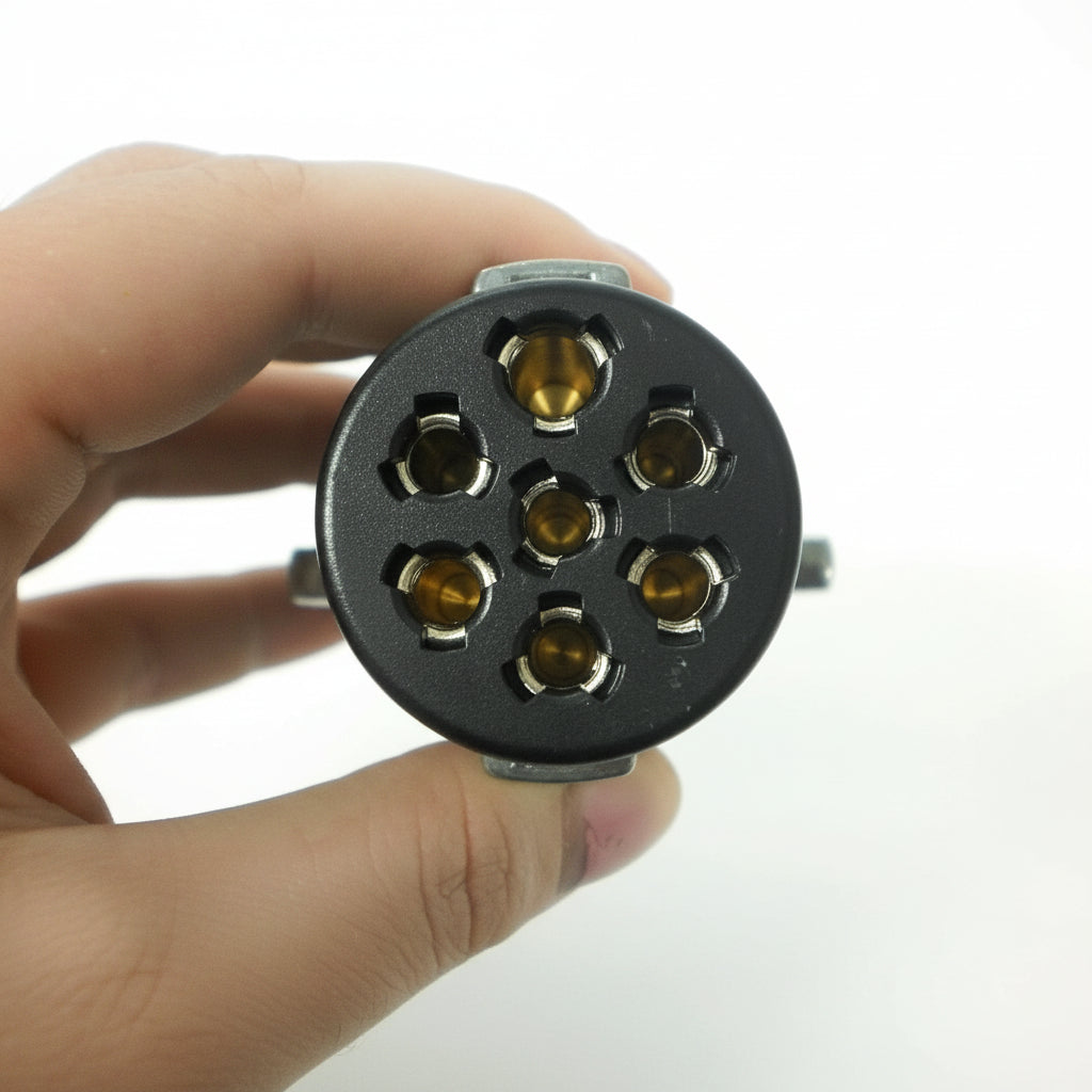 Brophy 7-Way Round Pin Trailer End Plug, Die-Cast Metal Housing (R7TD)
