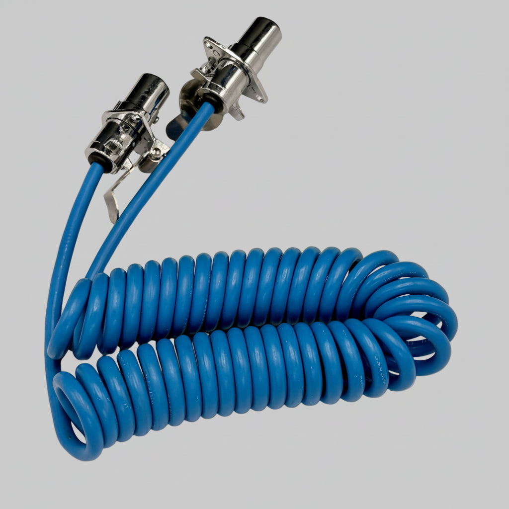 Roadmaster RM-164 Hybrid Flexo-Coil 7-Way to 6-Way Power Cord – Blue – 8' (RM-164)