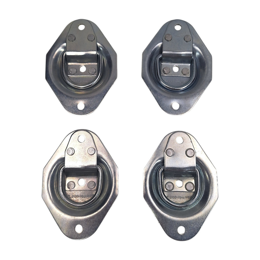 4 - Recessed D Ring tie Down rings 1200# Rated Trailer ATV Snowmobile Lawn Mower (RR01-LOTOF4)