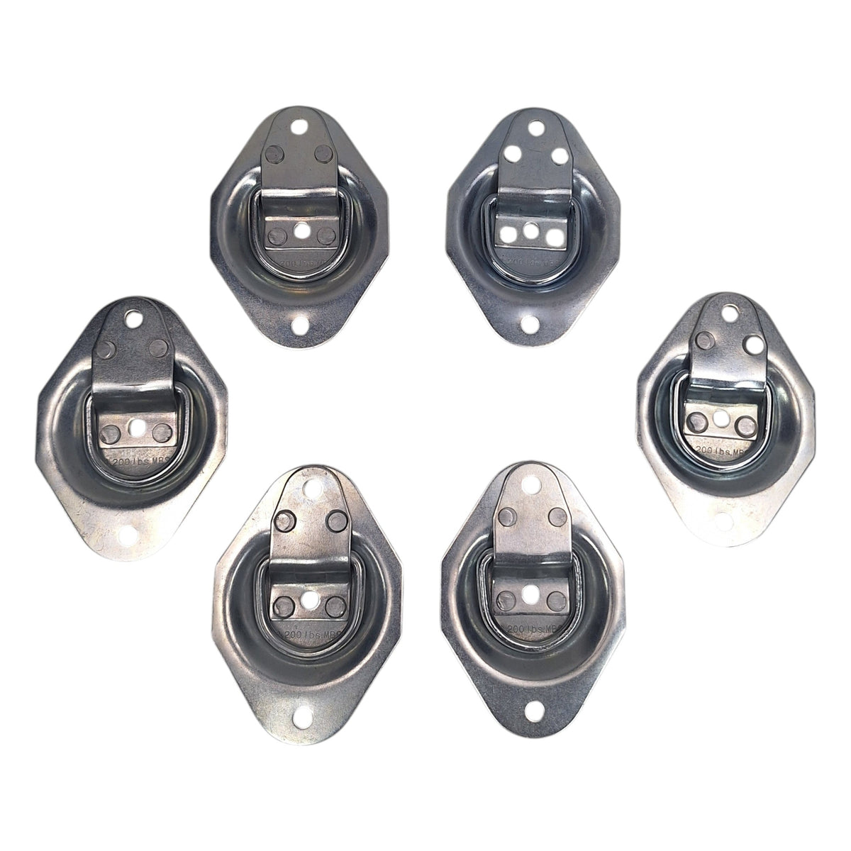 6 - Recessed D Ring tie Down rings 1200# Rated Trailer ATV Snowmobile Lawn Mower (RR01-LOTOF6)