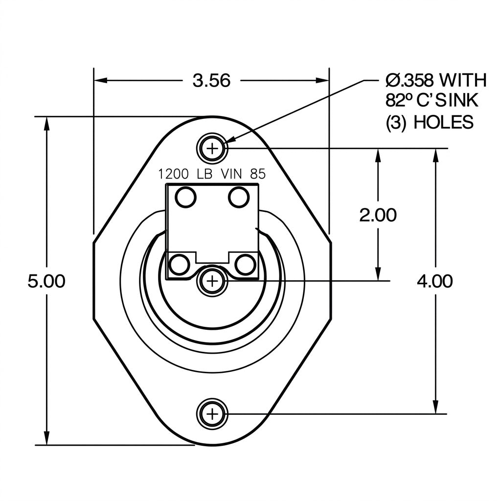 4 - Recessed D Ring tie Down rings 1200# Rated Trailer ATV Snowmobile Lawn Mower (RR01-LOTOF4)