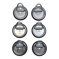 Six - 4" Round Surface Mount D-Ring Tie Downs Trailer ATV 800# Rated with Bezel (RR02-LOTOF6)