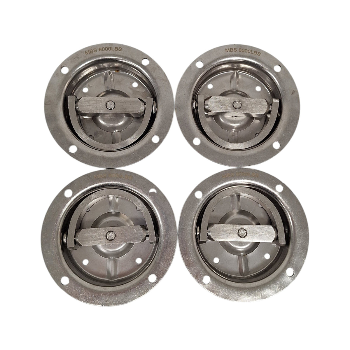 4pk Stainless Steel Swivel Recessed DRing 6000# Max Tie Down Cargo Trailer Deck (RRS6-LOTOF4)