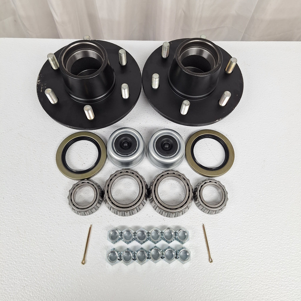 2- Trailer Hubs Convert from Mobile Home with Bearings 6000# 6 Lug 6x5.5 Idler Axle (RVIH6550-KITX2)