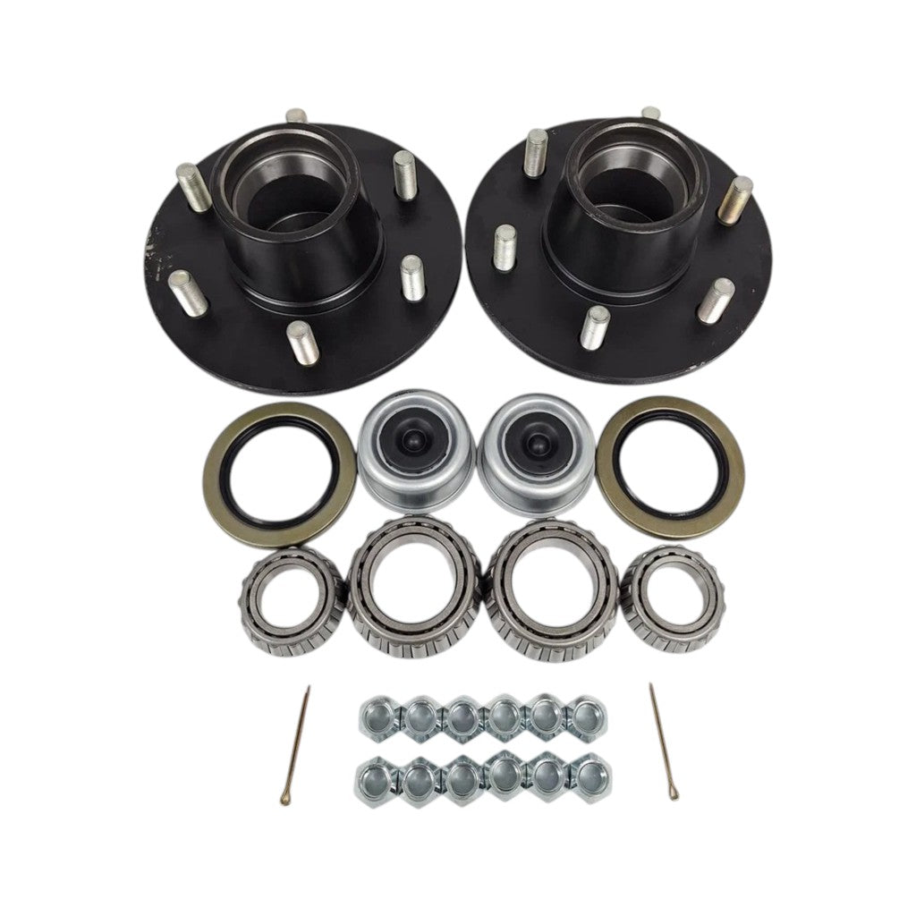 2- Trailer Hubs Convert from Mobile Home with Bearings 6000# 6 Lug 6x5.5 Idler Axle (RVIH6550-KITX2)