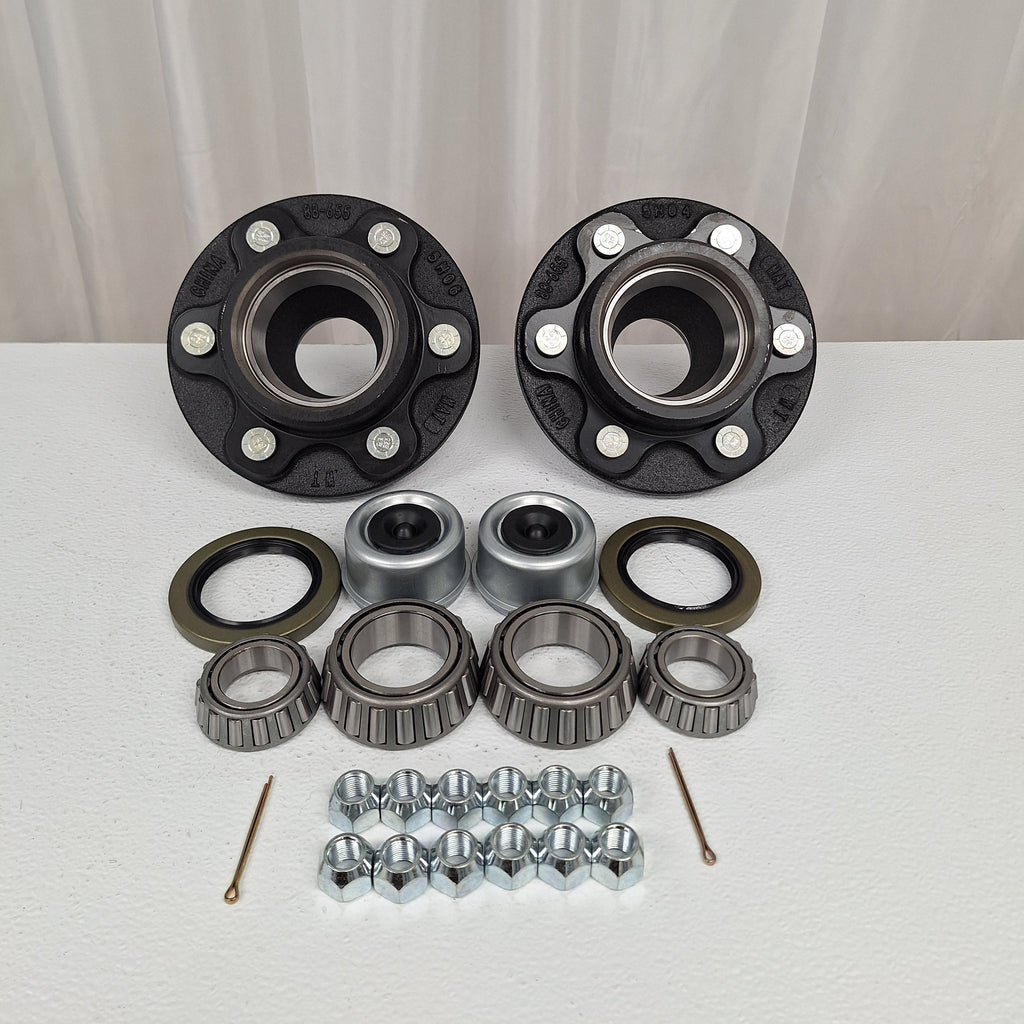2- Trailer Hubs Convert from Mobile Home with Bearings 6000# 6 Lug 6x5.5 Idler Axle (RVIH6550-KITX2)