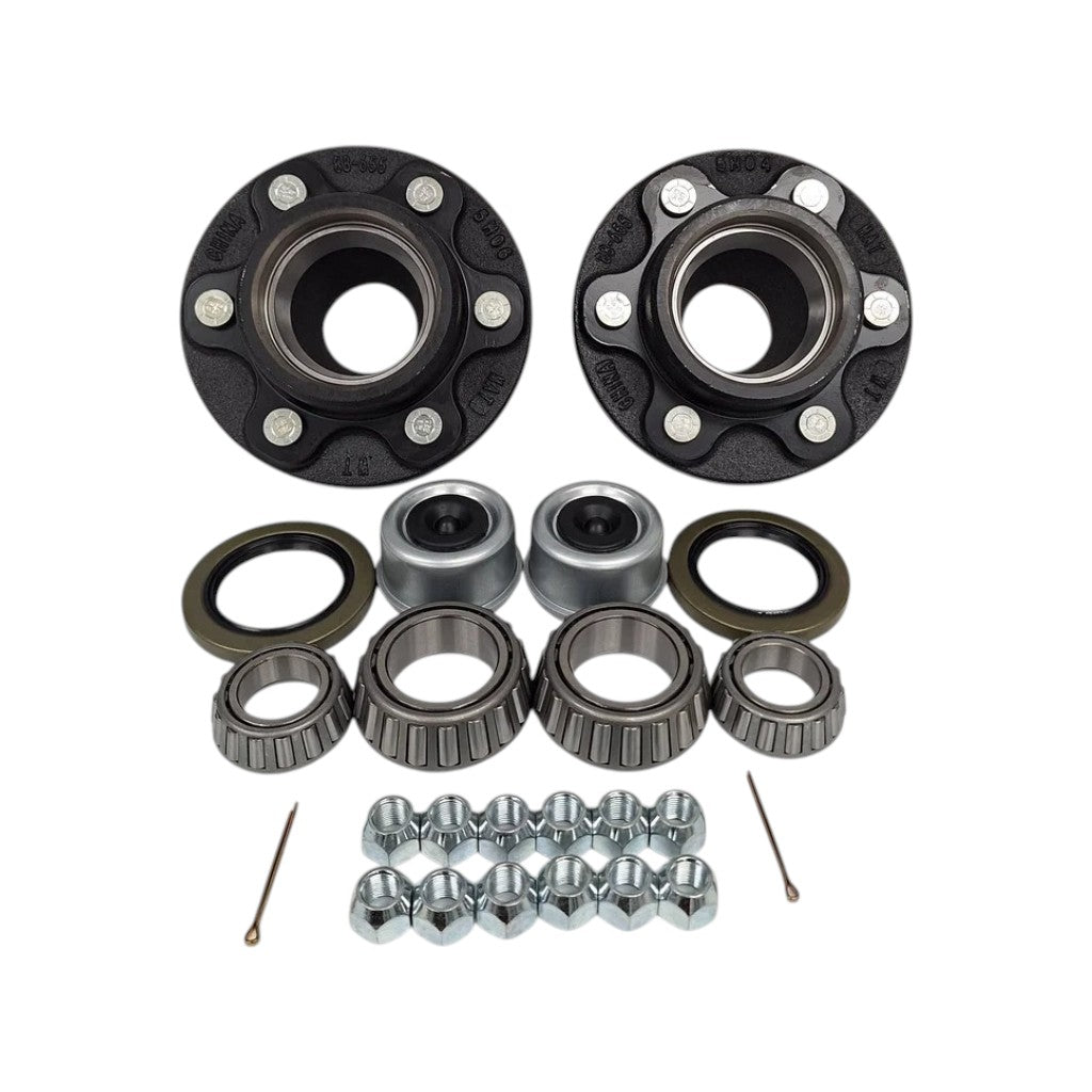 2- Trailer Hubs Convert from Mobile Home with Bearings 6000# 6 Lug 6x5.5 Idler Axle (RVIH6550-KITX2)