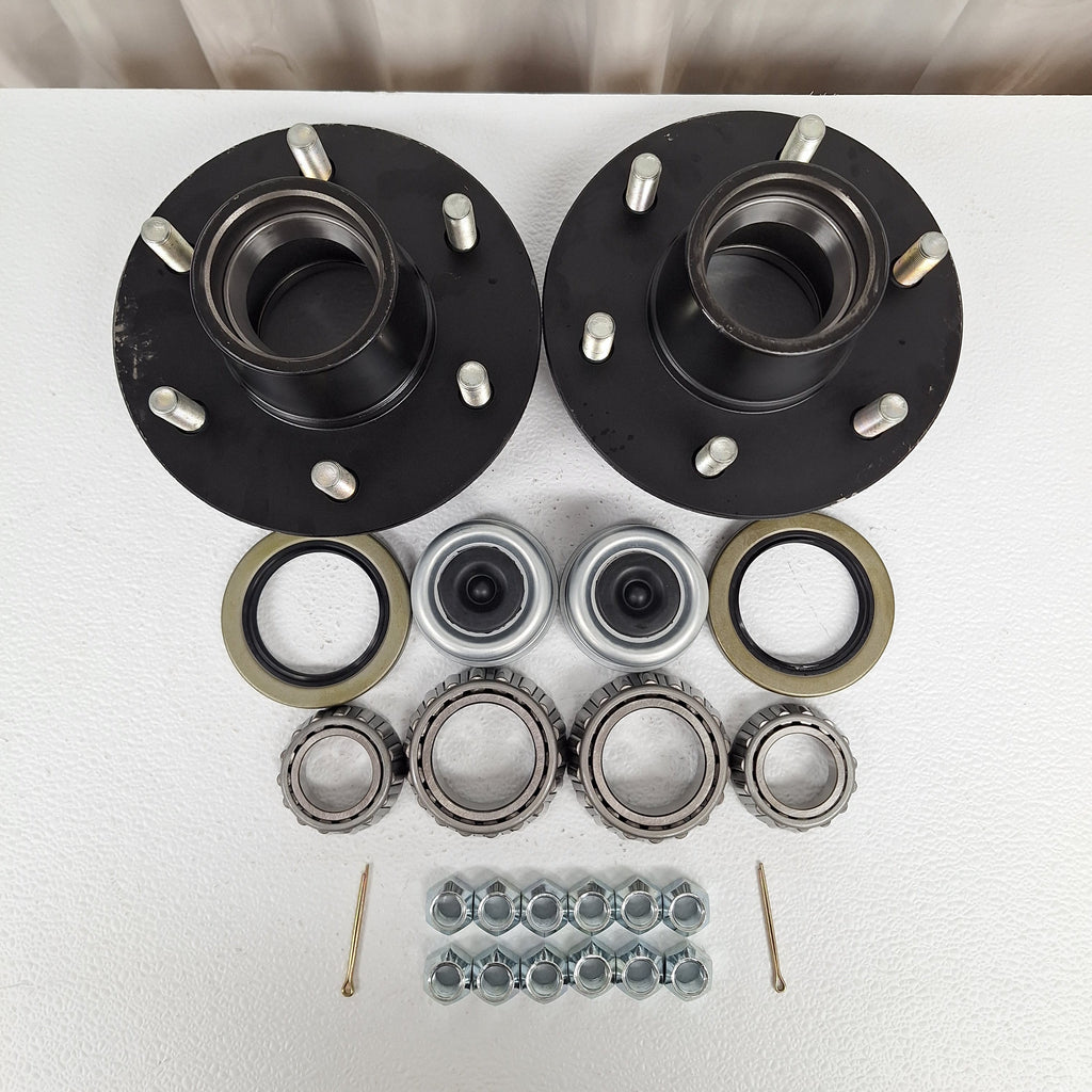 2- Trailer Hubs Convert from Mobile Home with Bearings 6000# 6 Lug 6x5.5 Idler Axle (RVIH6550-KITX2)