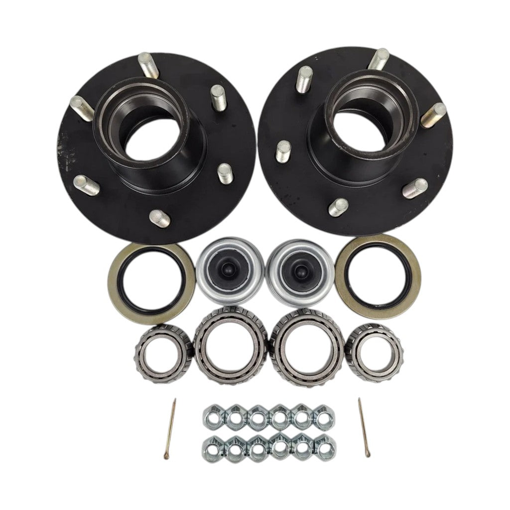 2- Trailer Hubs Convert from Mobile Home with Bearings 6000# 6 Lug 6x5.5 Idler Axle (RVIH6550-KITX2)