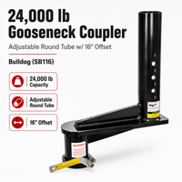 Bulldog 24,000 lb Gooseneck Coupler – Adjustable Trailer Round Tube – 16" Offset (SB116)
