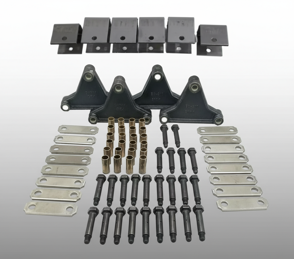 Greaseable Tri Axle Suspension Hanger Rebuild Kit EQ-310 Trailer Spring 3.125" Shackles (SHK-3A-WB-TE-3.125-BB)
