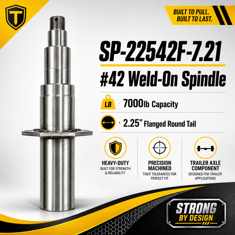 #42 Weld-On Spindle - 7000lb Capacity - 2.25" Flanged Round Tail (SP-22542F-7.21)