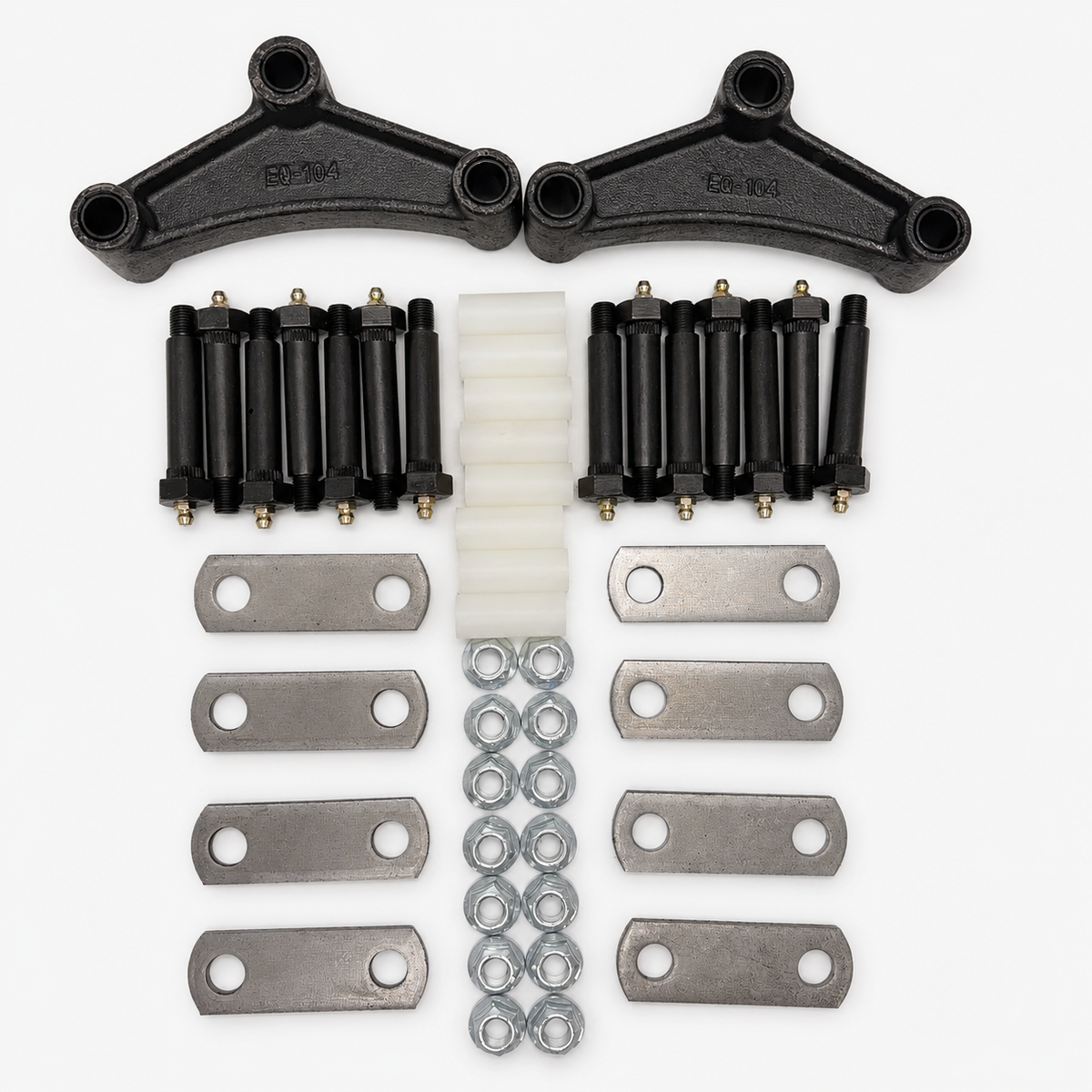 Tandem Rebuild Kit, Wet Bolts, 2.562 Shackle Straps, Eq-104, Nylon Bushings (SRK-TA-WB-104)