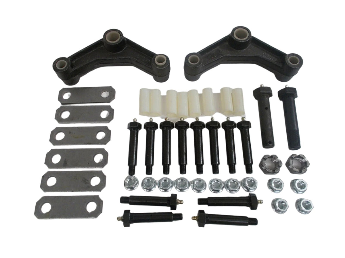 Greaseable Tandem Axle Trailer Suspension Rebuild Kit Wet 3/4 Center bolt, 2" shackle straps EQ 458 (SRK-TA-WB-458-2)