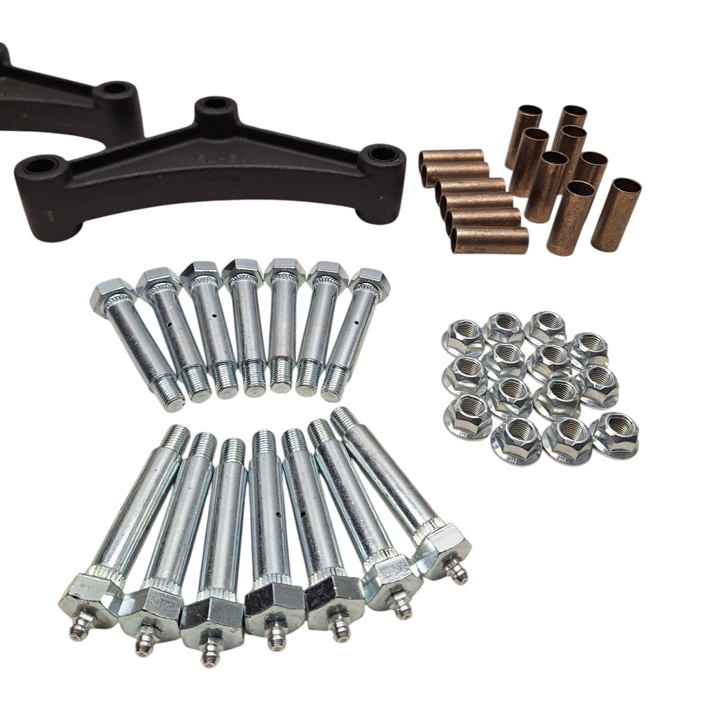 Tandem Axle Wet Bolt Suspension Rebuild Kit with EQ-E1 Equalizers, Brass Bushings & 3.125" Shackle Straps (SRK-TA-WB-LE-BB-3125)