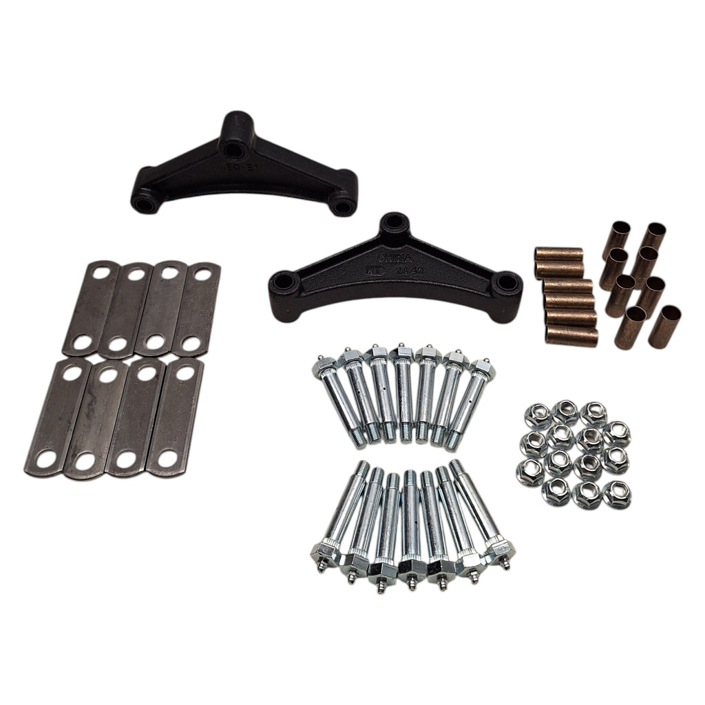 Tandem Axle Wet Bolt Suspension Rebuild Kit with EQ-E1 Equalizers, Brass Bushings & 3.125" Shackle Straps (SRK-TA-WB-LE-BB-3125)