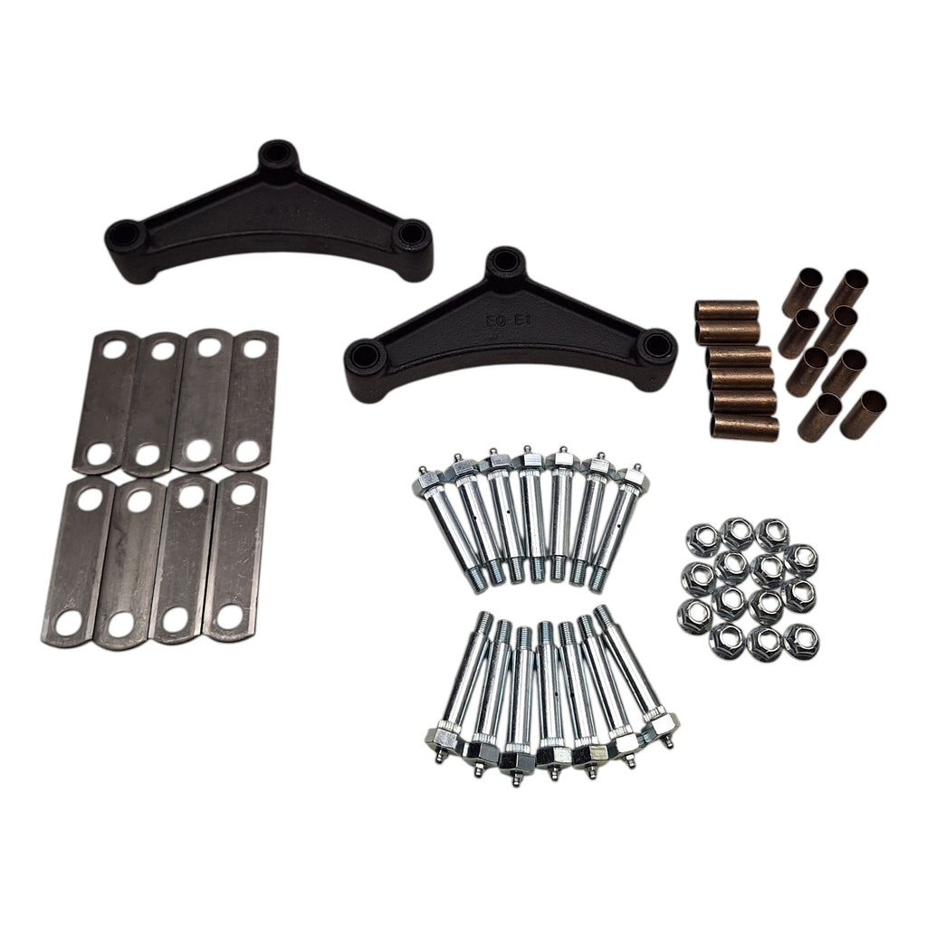 Tandem Axle Wet Bolt Suspension Rebuild Kit with EQ-E1 Equalizers, Brass Bushings & 3.125" Shackle Straps (SRK-TA-WB-LE-BB-3125)