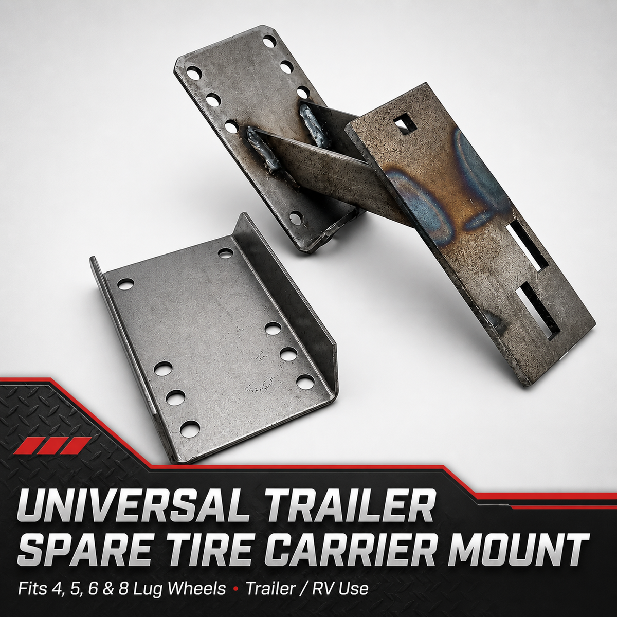 Universal Trailer Spare Tire Mount fits ALL 4 5 6 8 Lug Stud Wheels Carrier RV (STC-RP-K)