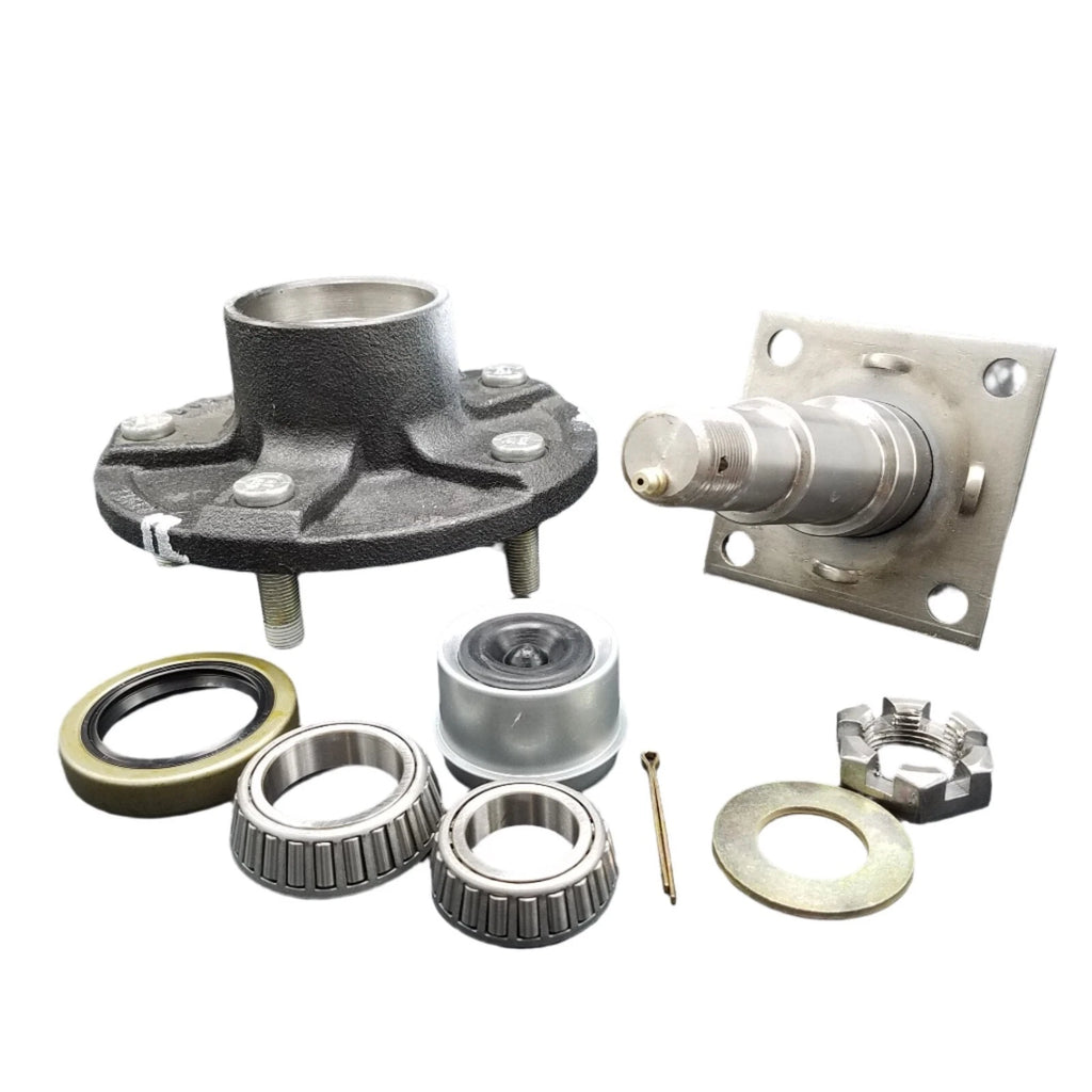 Pair of 5x5.5 Hubs with Flanged #84 Spindles 3500# fits Trailer Axle (STUB-84FZ-555-H-X2)