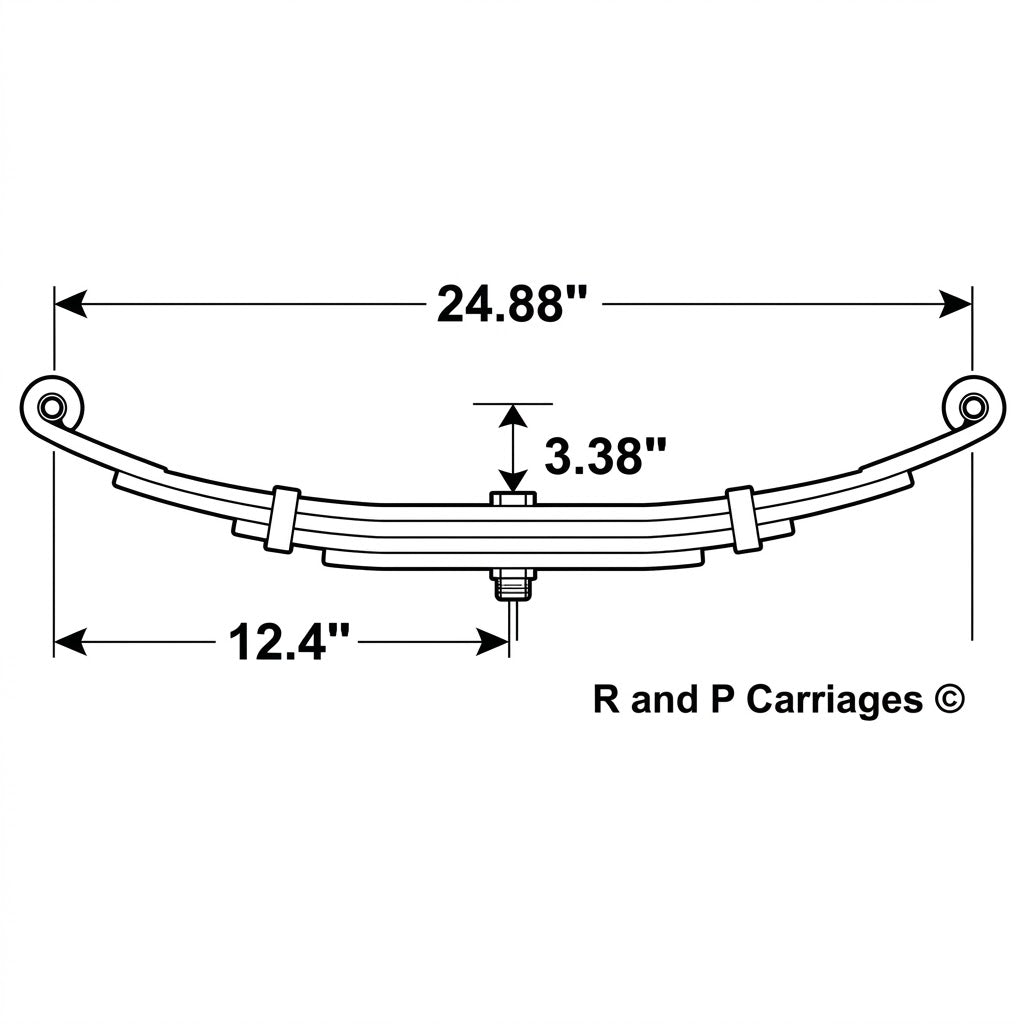 Pair - 2650# Trailer Leaf Spring for 5000# Axles 24.88" Long 3.38" Arch Camper 6 Leaf (SW6-2)