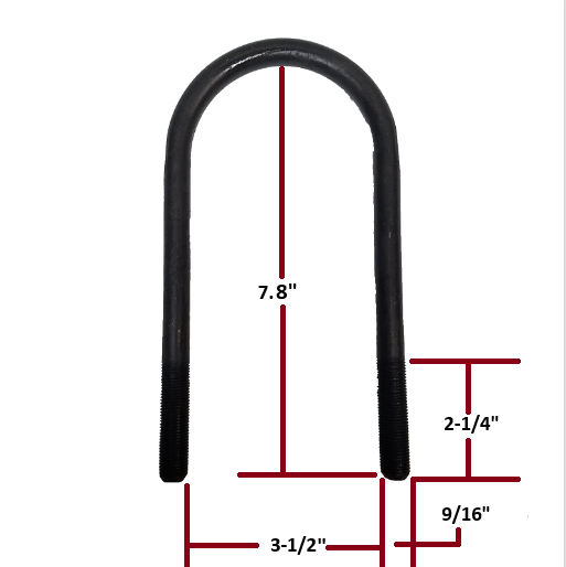 U-Bolt Kit 9/16"-18 For 8000# Axle 3.50" x 7.8" U-Bolt Fits 3.5" Tube and 2" Springs, 011-065-00, 012-037-00 DEXTER Replacement (UBK-8000-R)