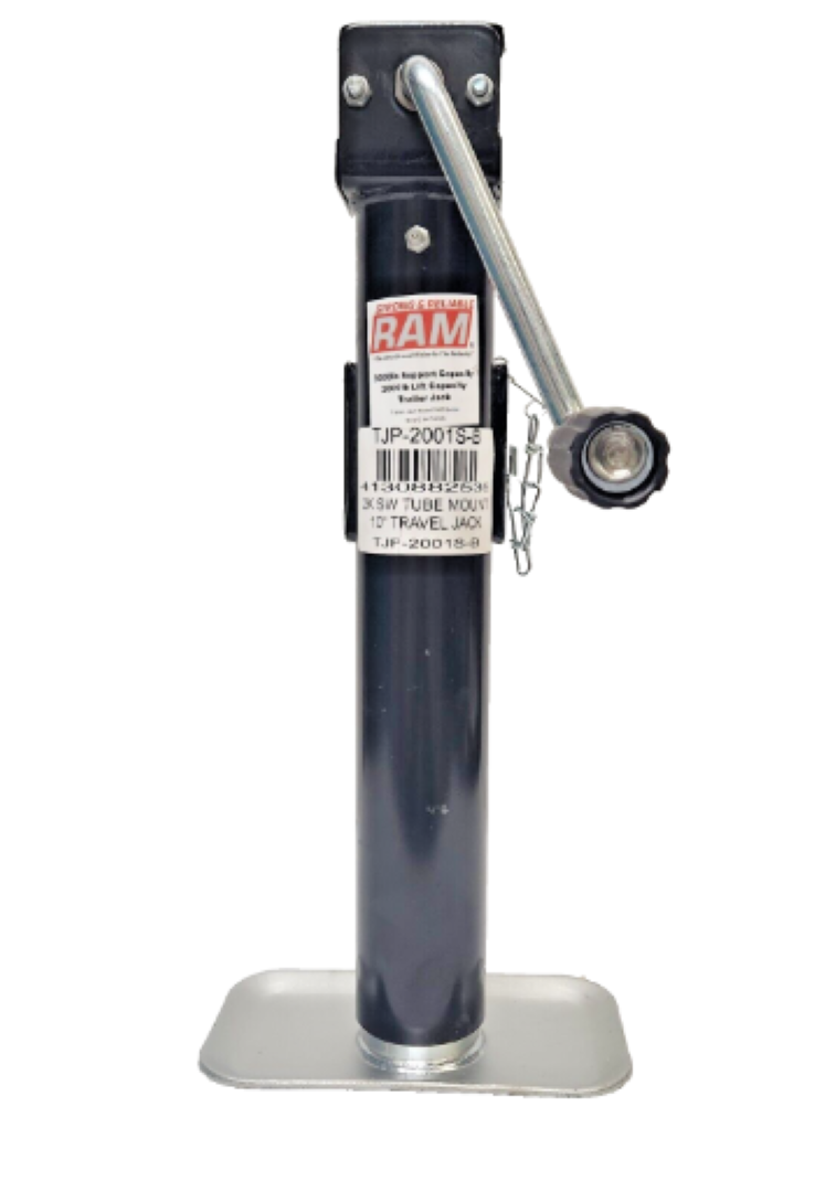 2,000 LB Side Wind Tube Mount Jack with 10" Travel and Foot (TJP-2001S-B)